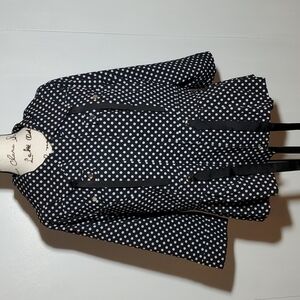 Laura Ashley- Women's Polka Dot Peplum jacket coat black/white New! Sz.Large